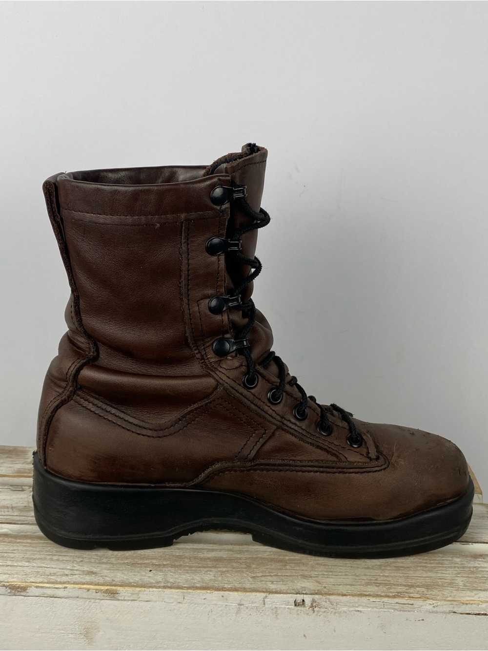 Belleville brown leather steel toe flight combat boots unisex Men 5.5W Women7.5W - Picture 4 of 16